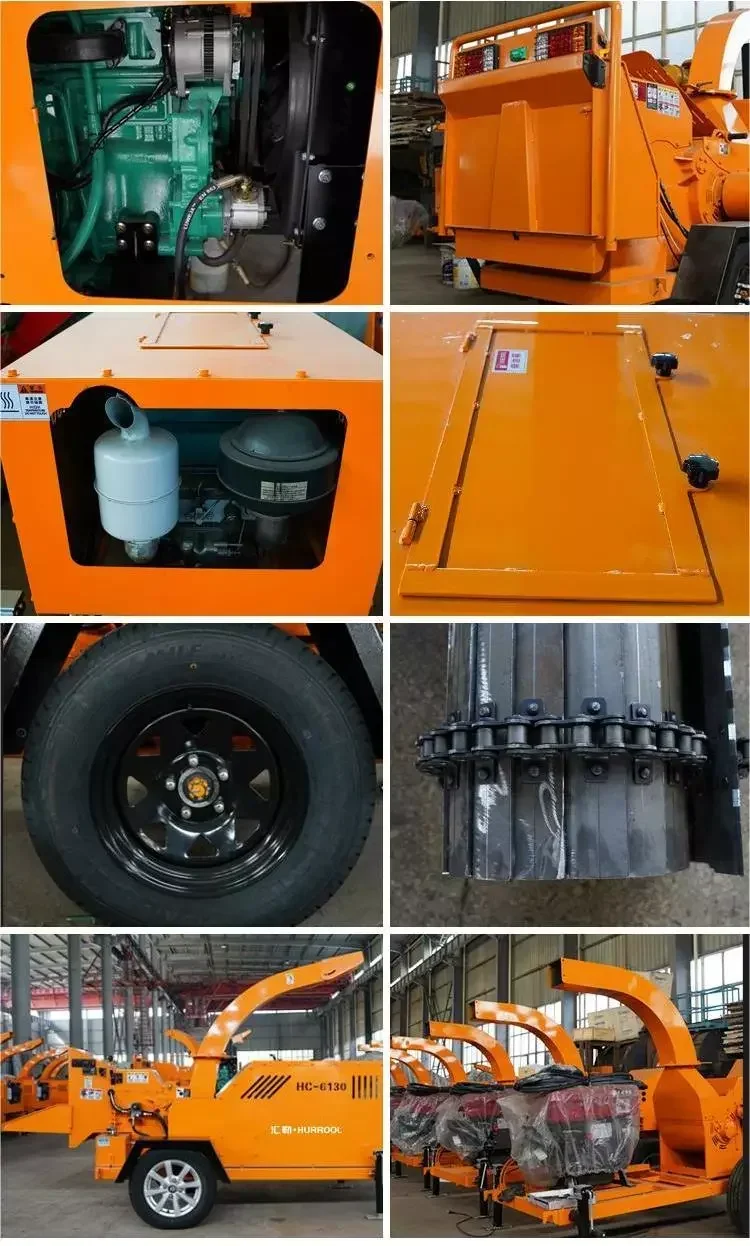 Diesel Engine Wood Chipper Machine  Branch Shredder 4 Inch 5inch 7inch Log High Effiency  Large Capacity 8 Tons/hour 6