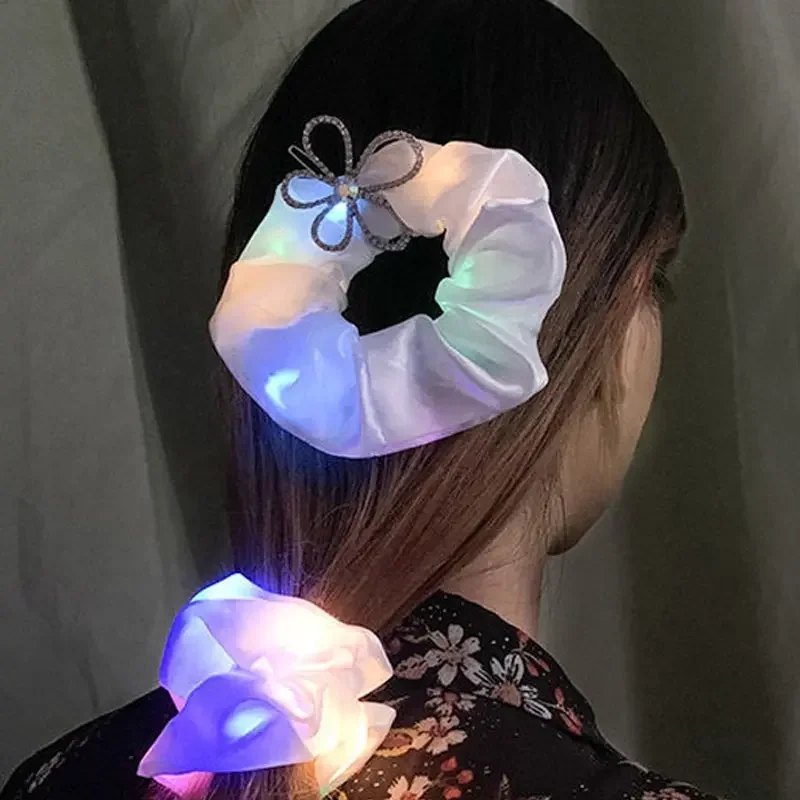 LED Glow-in-the-Dark Big Sausage Headband, Girls Horse Tail Headpiece, Glow-in-the-Dark Hair Accessories for Fancy Ideas
