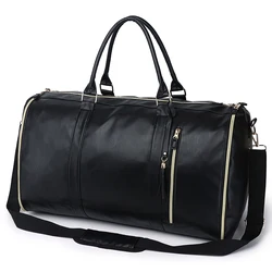 Elegant PU Leather Large Travel Carry-On Bag (Black)