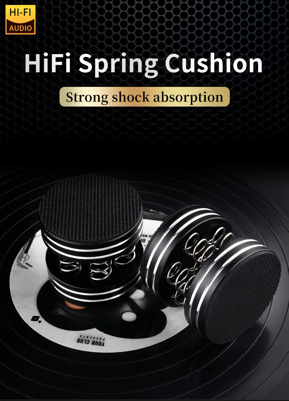 4 Stück HiFi Shock Spikes Aluminiumlegierung Federdämpfungspad für Audio-CD HiFi-Verstärker Lautsprecher Plattenspieler-Player – Detail 1
