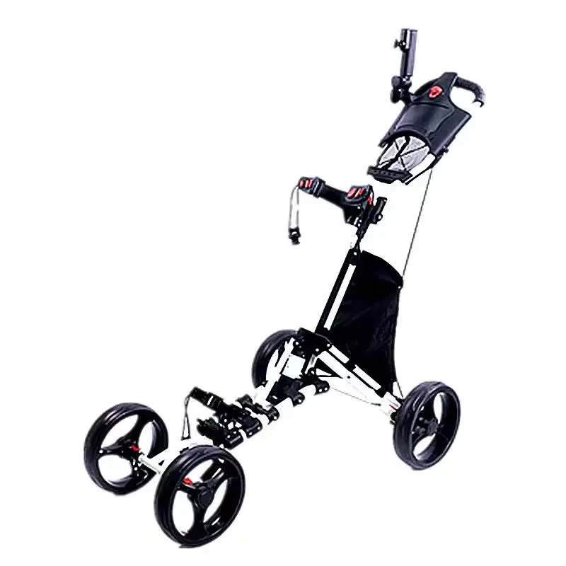 High Quality Golf Push Pull Cart With Seat Lightweight Foldable 4 Wheels Golf Trolley