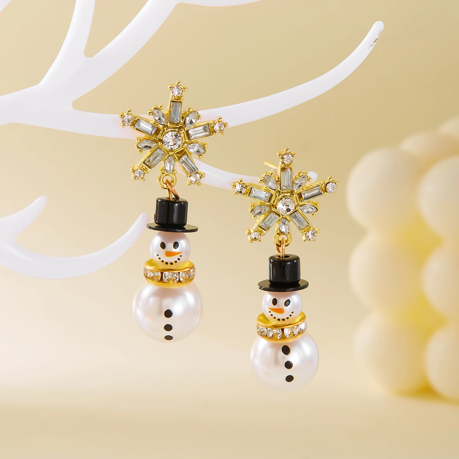 Luxus Mode Weihnachten Strass Schneeflocke Imitation Perle Hut Schneemann Ohrringe Für Frauen Nette Neue Jahr Party Schmuck Geschenk – Detail 13