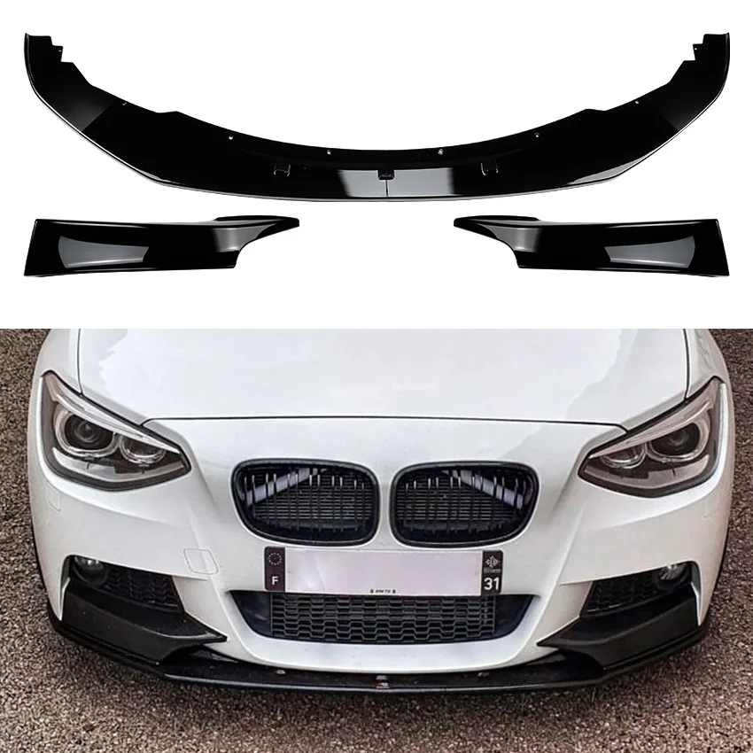

4pcs Front Bumper Splitter Blade Lip Spoiler Cover Trim Protect For BMW 1 Series F20 F21 M Sport 2011-2015 118i 120i Gloss Black