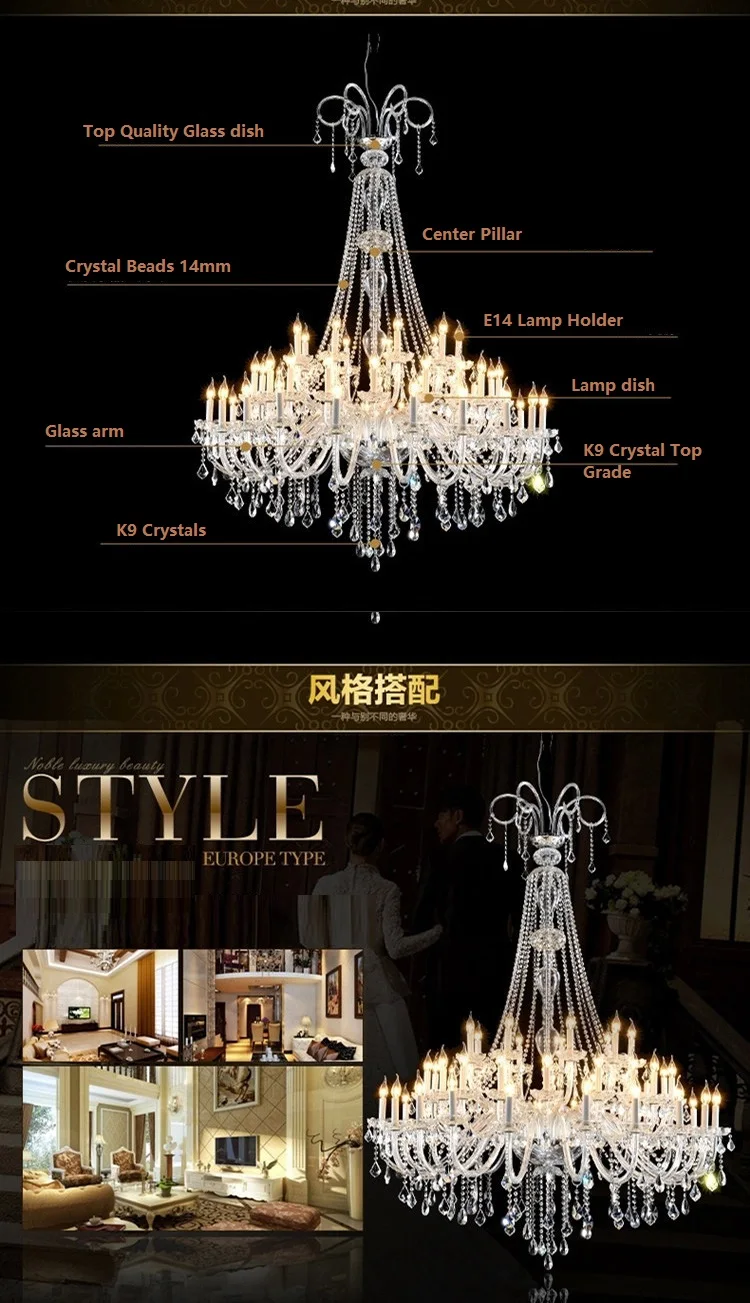 Extra Large Crystal Chandelier Lighting Foyer Lights