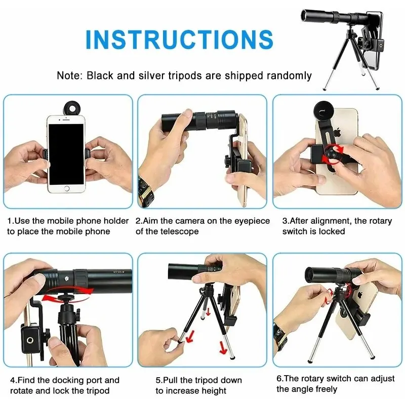 Teleskop z zoomem 10-300x40 HD Przenośna, mocna lornetka Profesjonalny monokular dalekiego zasięgu Niski noktowizor do polowań 6 Teleskop z zoomem 10-300x40 HD Przenośna, mocna lornetka Profesjonalny monokular dalekiego zasięgu Niski noktowizor do polowań - Image 6