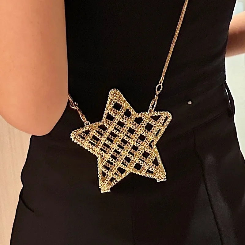 Fashion Metal Mouth Red Bag for Women High Quality Gold Shoulder Bags Designer Hollow Out Crossbody Bag Cute Dinner Handbags