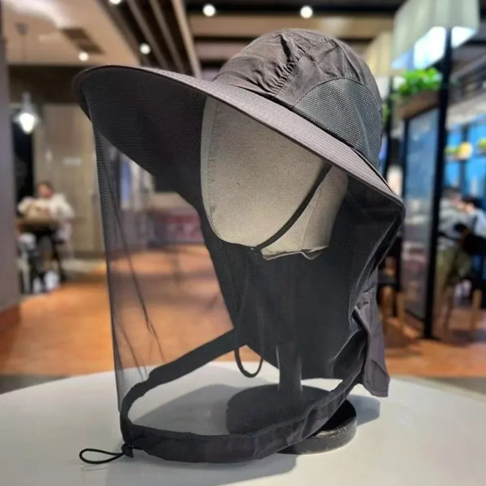 Description Picture 5 of itemFoldable Mosquito Hat With Hidden Net Mesh Repellent Insect Bee Protection Casual Outdoor Sunscreen Fishing Cap Panama Hat