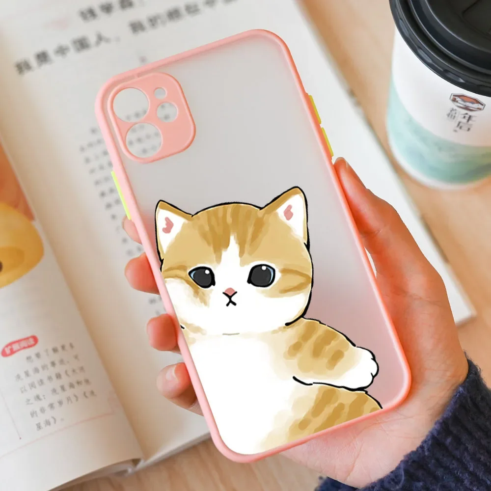 Adorable Cat Couple Cartoon Hard Matte Phone Case Cover