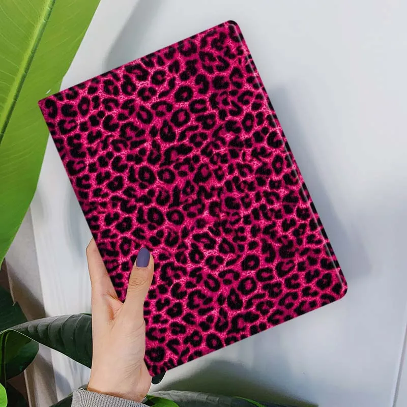 Cartoon Leopard Print Pink Glitter Tablet Case
