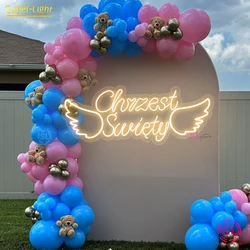 Holy My Baptism Neon Sign Chrzest Swiet Light Signs,Custom Neon Sign for Birthday Party Decoration,Personalized Gifts for Kids