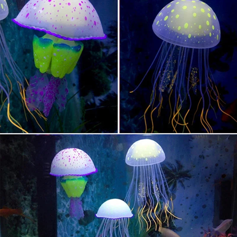 

12PCS Simulation Jellyfish Wholesale Silicone Fluorescent Luminous Floating Fish Aquarium Decoration