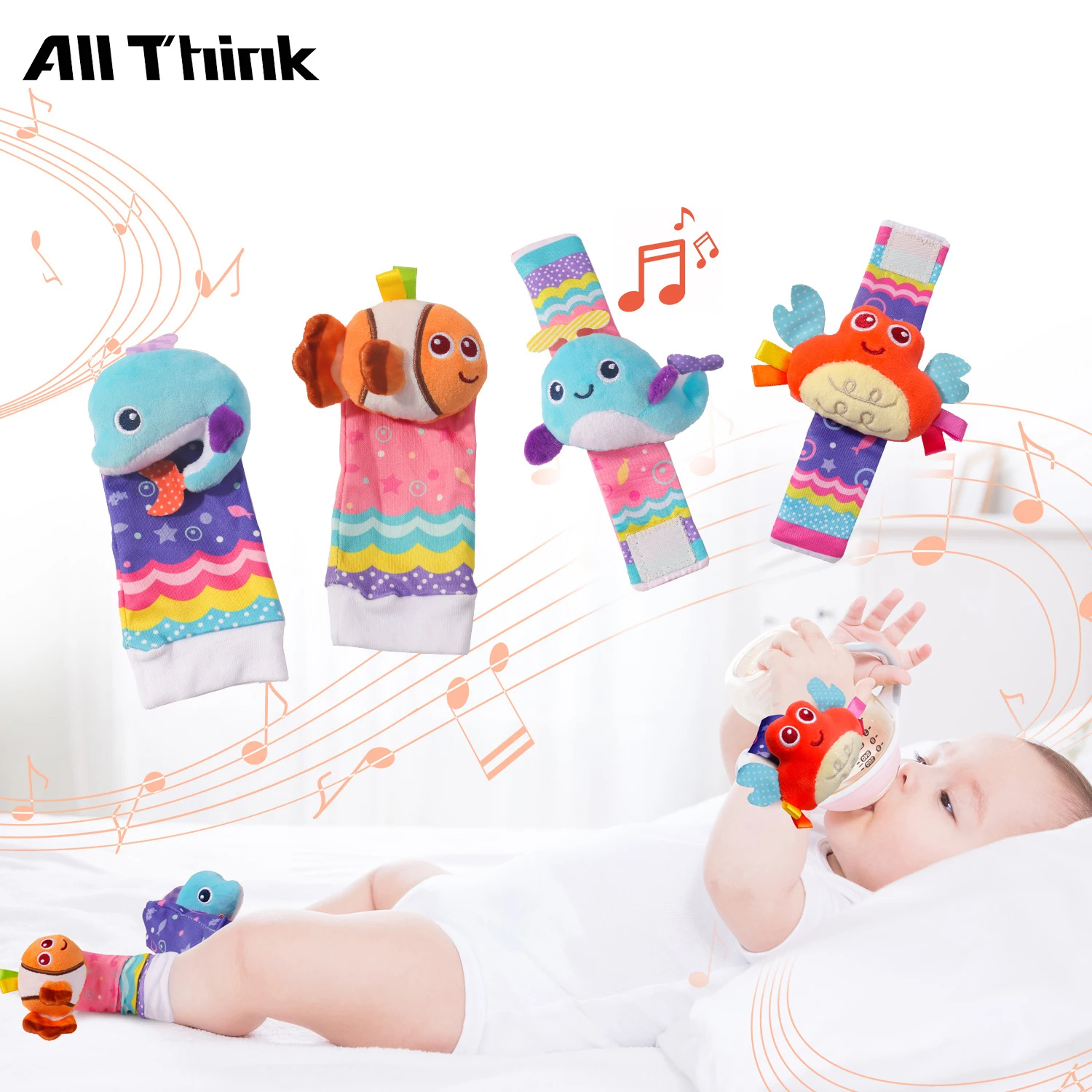 baby socks Foot Finder Rattle Sock Baby Toy Wrist Arm Hand Bracelet Rattle Feet Leg Ankle Socks for Newborn Infant Babies Boy Girl Bebe