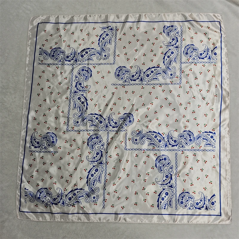 2026 Satin Quadrat Schal Frauen Paisley Hijab Eleganten Druck Seide Halstuch Schal Wraps Stirnband Griff Haar Zubehör Bandana – Detail 11