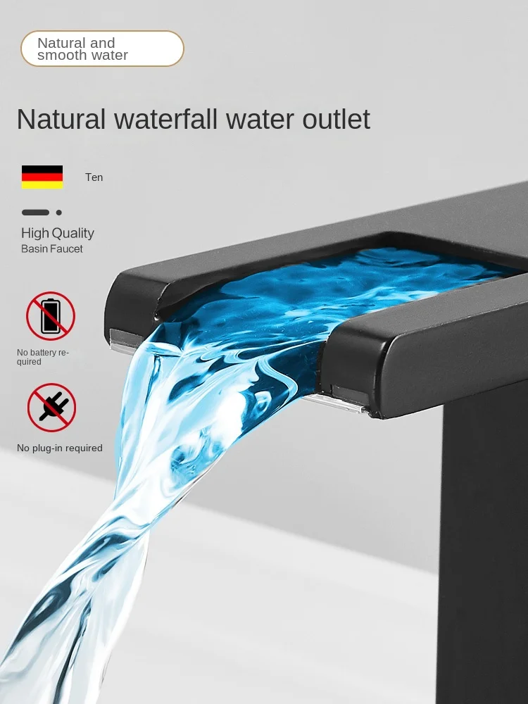 Bathroom faucet basin faucet BAKALA Bathroom Hydropower LED Waterfall Faucet Sink Basin Mixer Deck Mounted Solid Brass