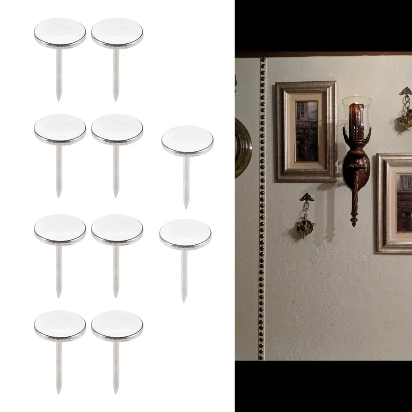 Silver Upholstery Nails Flat Head Metal Pushpin 11mmx17mm Vintage Tacks Antique Stud Jewelry Case Wine Box Sofa Decor 50pcs/set upholstery nail