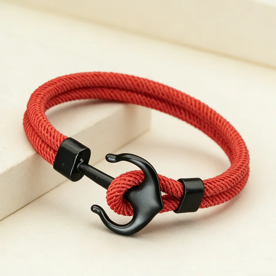 Noter Neues Ankerarmband für Herren, Güteklasse A, 4 mm Schnur, 7 Farben erhältlich, Freizeit, vielseitig, Sport, Schweißarmband, cooles Zubehör
