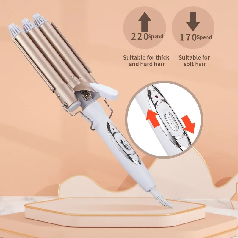 Automatic Egg Roller Manufacturer Cross-Border Three-Tube Hair Curling Iron Corn Holding Board Egg Roller Hair Straightener