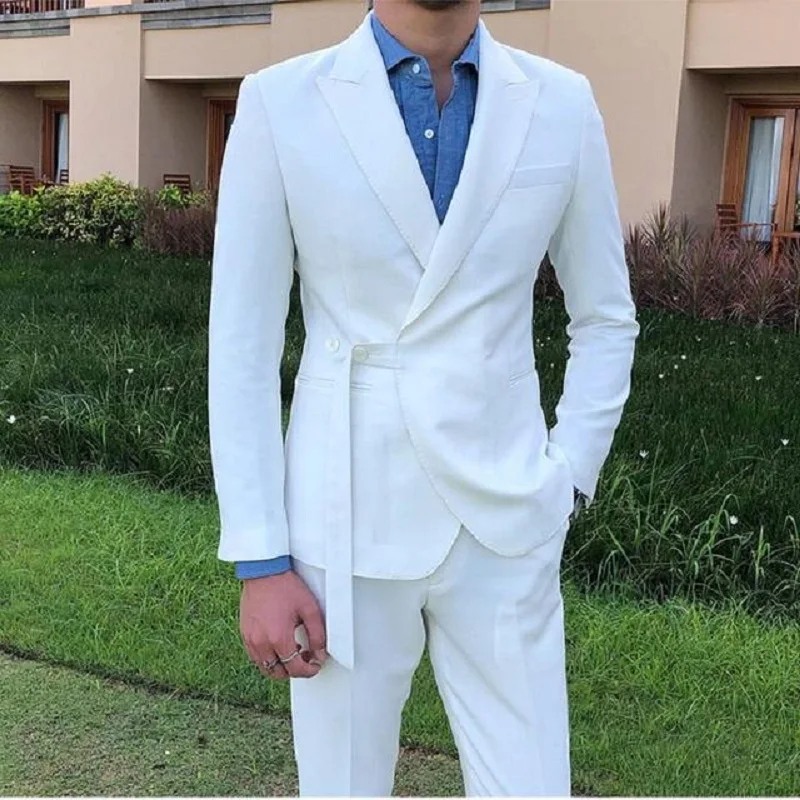 Light Blue 2 Pieces (Jacket+pants) Handsome Men Wedding Suit For Men Latest Coat Pant Business Suit Slim Mens Suits