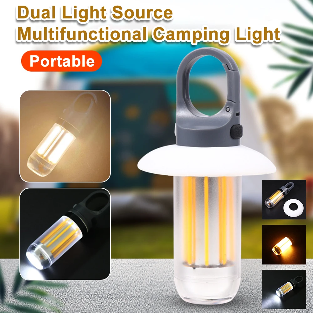

Mini LED Camping Lights Dual Light Source Flashlight Multifunctional Outdoor Atmosphere Tent Lamp Emergency Lighting Keychain