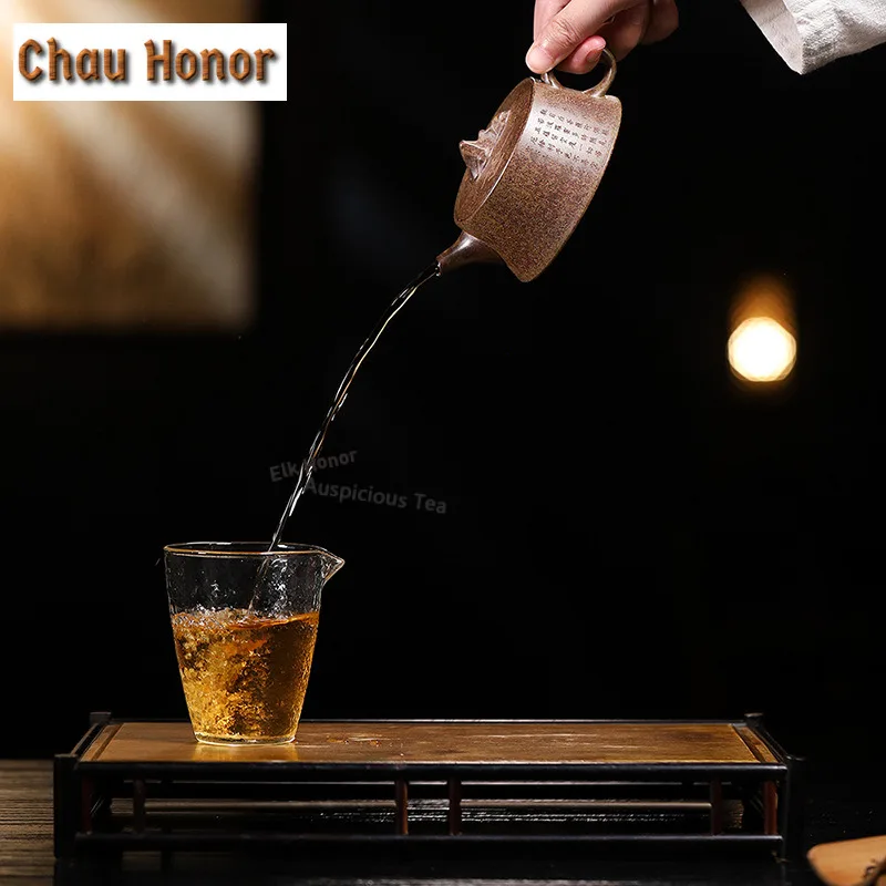 170ml Boutique Yixing Purple Clay Teapots Handmade Large Diameter Pot Raw Ore Agarwood Mud Kettle Zisha Tea Set Collection Gifts