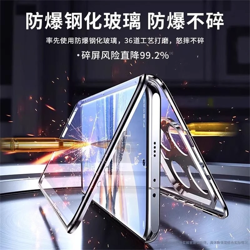360 Full Coverage Magnetic Metal Case with Tempered Glass