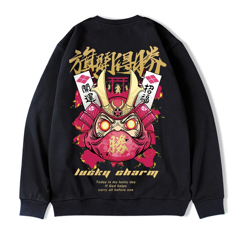 Abfer Hip Hop Vintage Streetwear Sweatshirts Men Cotton Crewneck Sweatshirt Women  Chinese Lucky Blessings Pullover Y2k Clothes