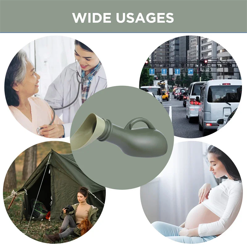 Portable Urinal 1000ml Spill Proof Urinal With Lid Anti-Tip Handheld Potty Pee Bottles For Traffic Jams Hiking Camping Patient