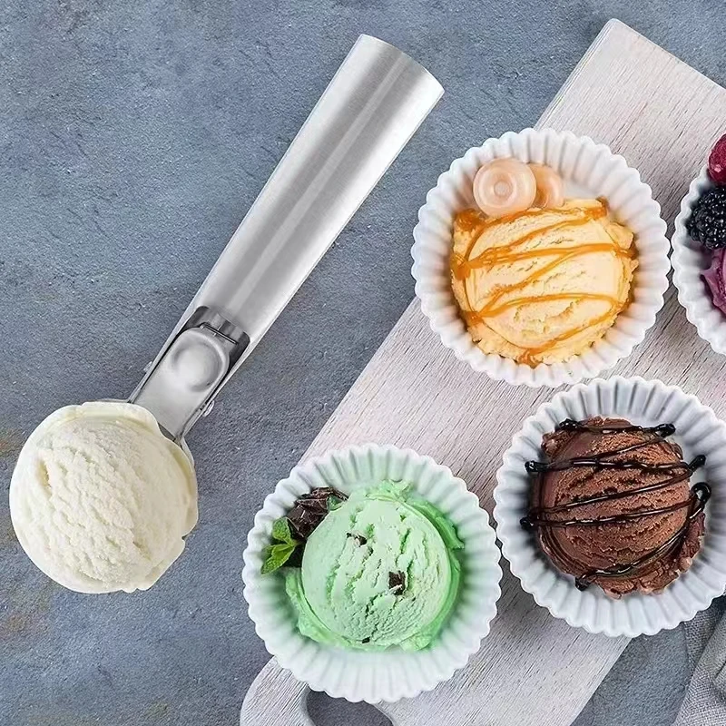LCE Cream Scooper Stainless Steel Multifunctional Pressable Fruit Spoon LCE Cream Ball Spoon Watermelon Ball Machine
