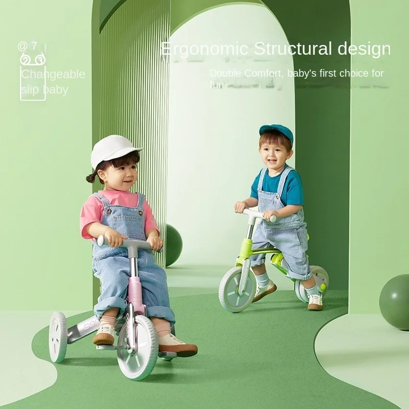 Children's Balance Bike Baby Bicycle 3 in 1 Handcart Baby Stroller Foldable Foam Wheel Exercise Balance Ability Skateboard