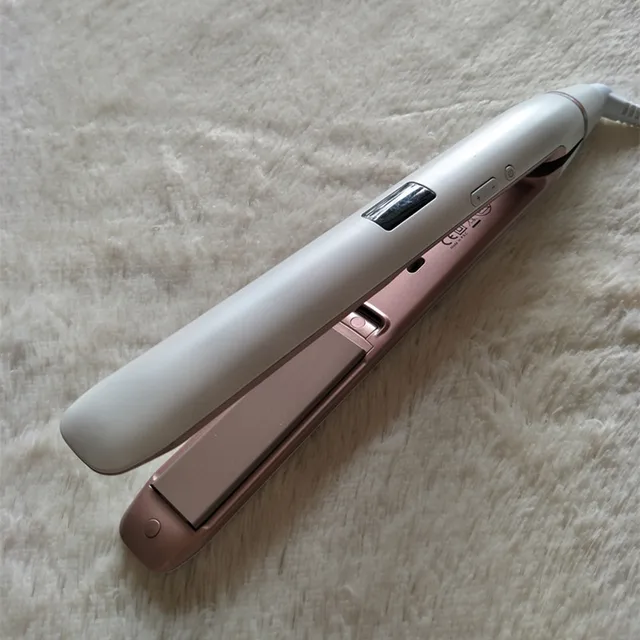 Pettine per capelli riscaldato 2 in 1 piastra per capelli professionale ferri da stiro spazzola per arricciare i capelli in lega di titanio dorato piastra per capelli 5