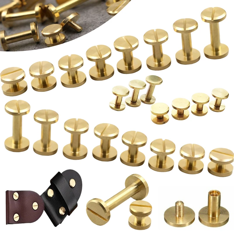 Solids Brass Chicago Screws Nail Post 10-30pc, Round Head Binding Rivets for Leather Craft, Wallet, Bag, Belt Strap, Bookbinding Solids Brass Chicago Screws Nail Post 10-30pc, Round Head Binding Rivets for Leather Craft, Wallet, Bag, Belt Strap, Bookbinding