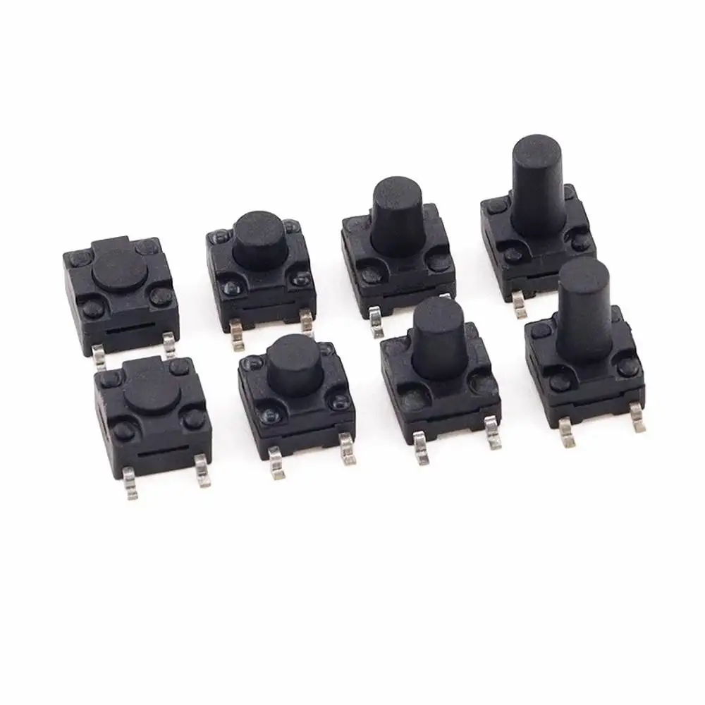 방수 촉각 택트 미니 푸시 단추 스위치 릴, 6x6 PCB, 6x6x4.3, 5, 6, 7, 8mm, 6x6x4.3mm, 5mm, 6mm, 7mm, 8mm SMD 4 핀 마이크로 스위치, mm