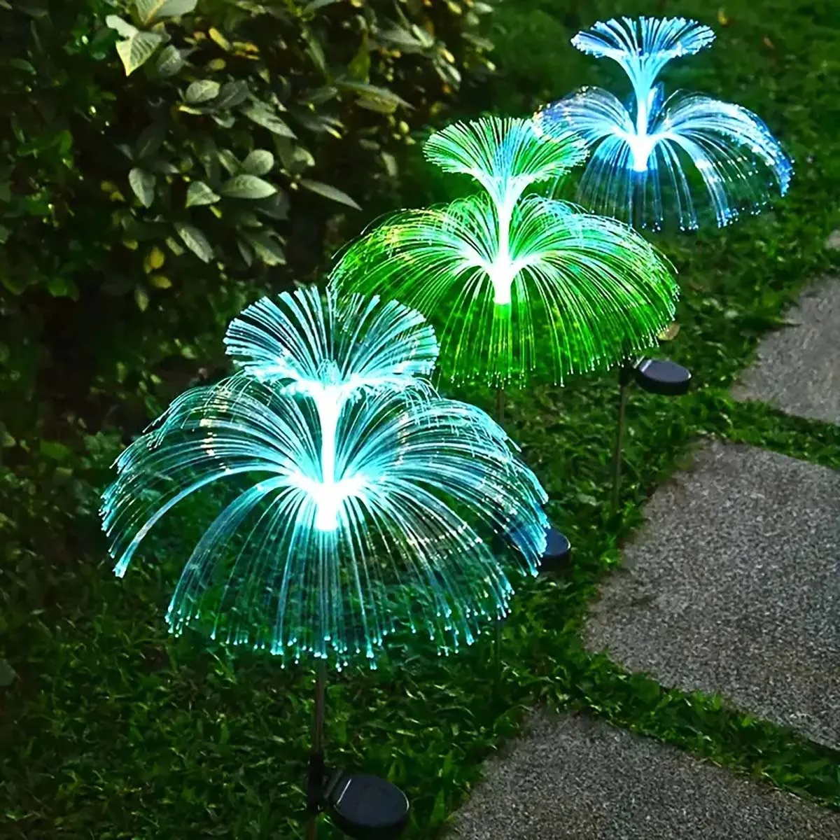 Solar Flowers Lights Waterproof Solar Jellyfish Fiber Outdoor Garden Decor Lights For Yard Patio Pathway Lawn Lamp solar lights lawn lamp garden lighting