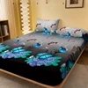 Brushed Fitted Sheet Soft Comfortable Butterfly Floral Print Bedding Fitted Sheet For Bedroom Guest Room With Deep Pocket 5