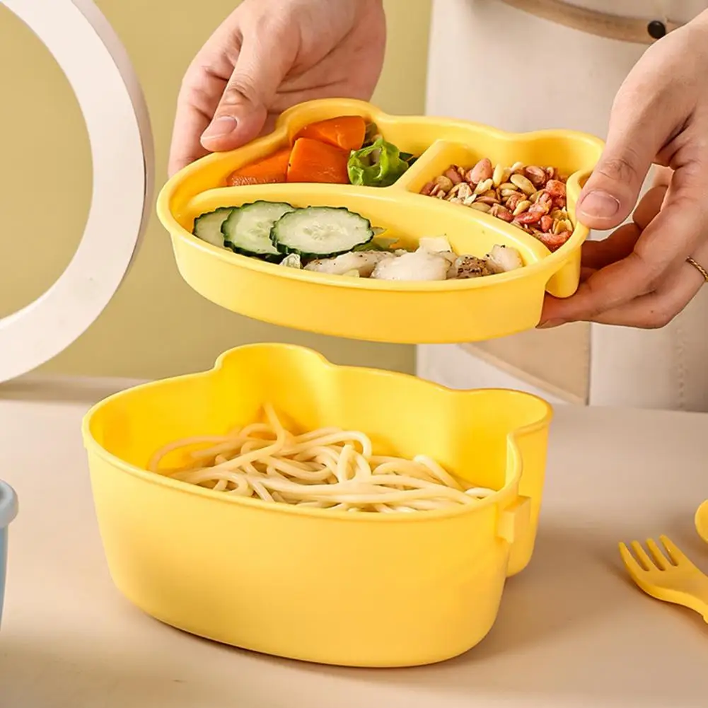 1 Set Lunch Box Microwave Safe Double Layer Large Capacity Compartment 1-set-lunch-box-microwave-safe-double-layer-large-capacity-compartment
