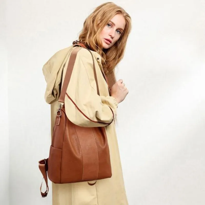 Anti-theft Vintage Leather Backpack Women Shoulder Bag Ladies High Capacity Travel Backpack School Bags for Girls Mochila Mujer 4