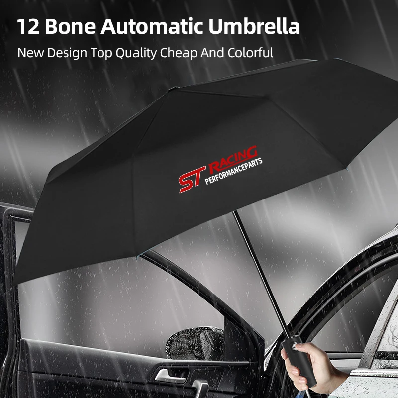 Car Fully Automatic Folding Umbrella Sunshade Accessories For Ford ST Racing Performance Explorer Focus Mk2 Mk3 RS Fiesta Ranger