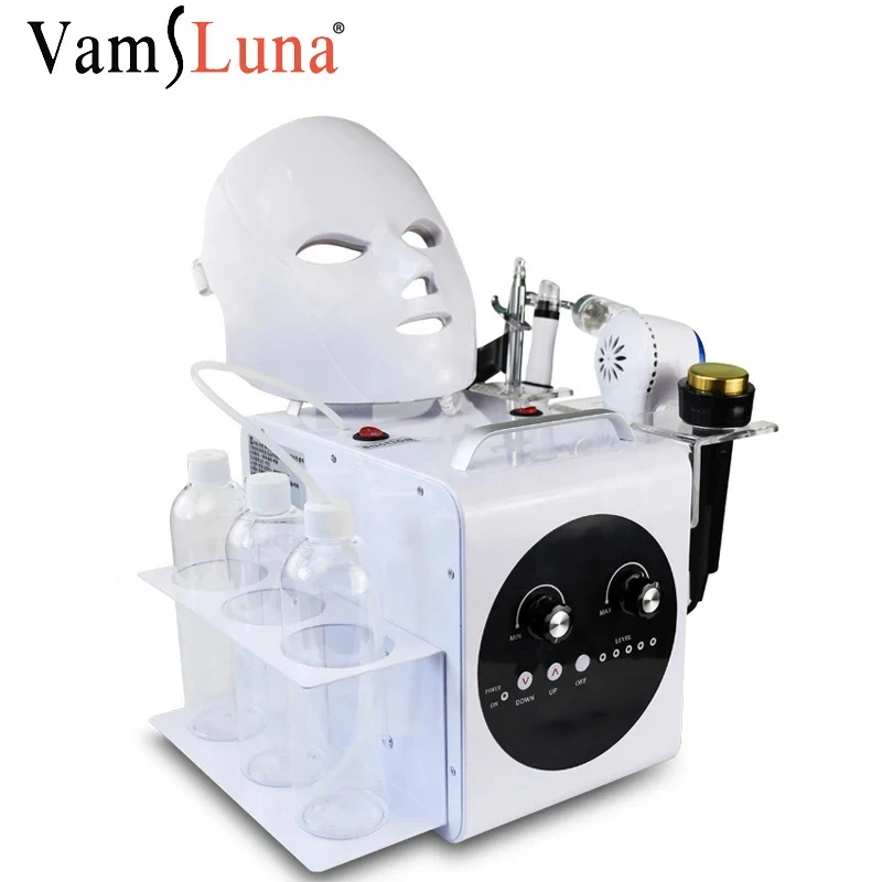 5 in 1 Small Bubble Water Hydrogen Oxygen Beauty Machine With LED Mask Injection Gun Vacuum Suction Blackhead Clean Sprayer