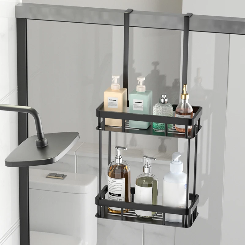 1pc Multifunctional 2-Tier Bathroom Rack,, Anti-Swing Shelf For Bathware, No Drilling, Bathroom Accessories