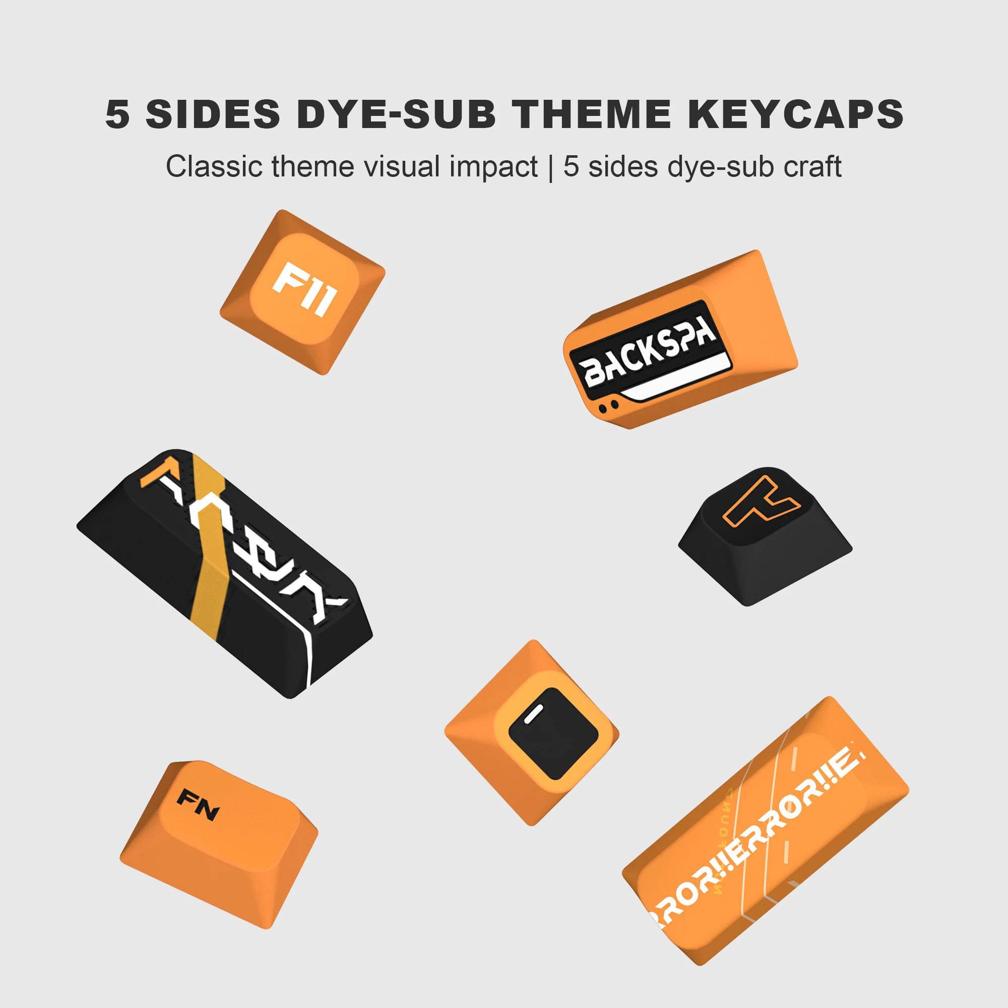 XVX 체리 프로파일 141키 키캡 게임 테마 1.5mm 두께 이중 주조 PBT 키캡 5면 염료사브 블랙 옐로우 키캡