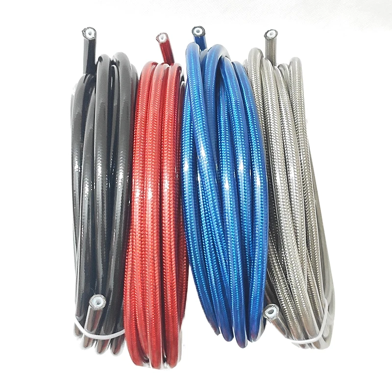 Motorcycle AN3 5m/lot braided Stainless Steel nylon brake line hose FLUID HYDRAULIC hose PTFE brake line Gas Oil Fuel tube pipe stainless steel brake lines