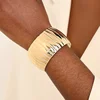 Bracelet For Women Retro Metal Vertical Stripe Geometric Metal Cuff Bangles Holiday Party Gift OL Fashion Jewelry CB046 1