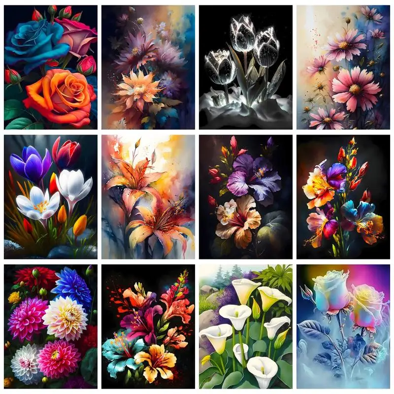 

CHENISTORY Acrylic Painting By Numbers Flowers Number Painting For Adults Kids Home Decors Handmade Diy Gift Drawing By Number