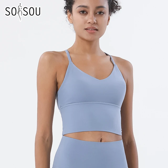 SOISOU S-XL Nylon Sports Bra Top Women Bralette Breathable