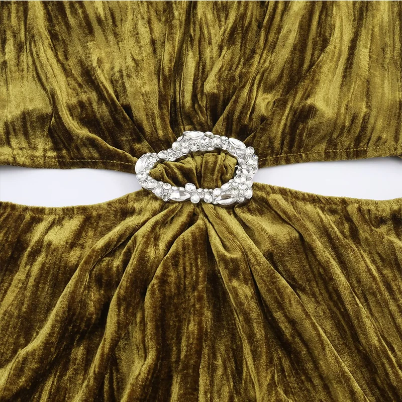 Women Chic Jewelry Inlay Elegant Long Dresses For Women 2025 New Fashion Cut Out Sexy Midi Dress Ladies Evening Party Dresses ﻿