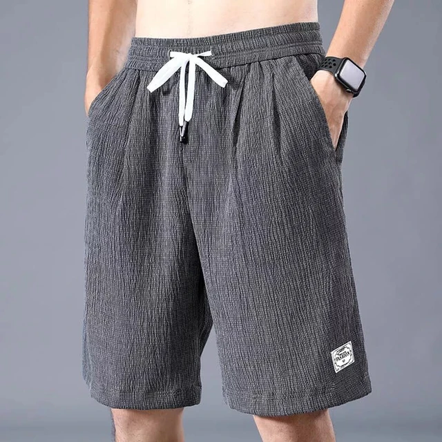 Lce Silk Shorts Men's Thin Sports Cropped Pants Loose Straight Leg Cool Breathable New Fashion Trend Casual XL-XXXL 1
