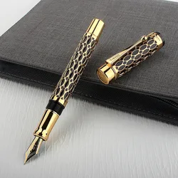 New Jinhao Hollow Out 100 Fountain Pen 18KGP Golden Plated M Nib 0.7mm Resin Ink Pen with A Converter Business Office Gift Pen