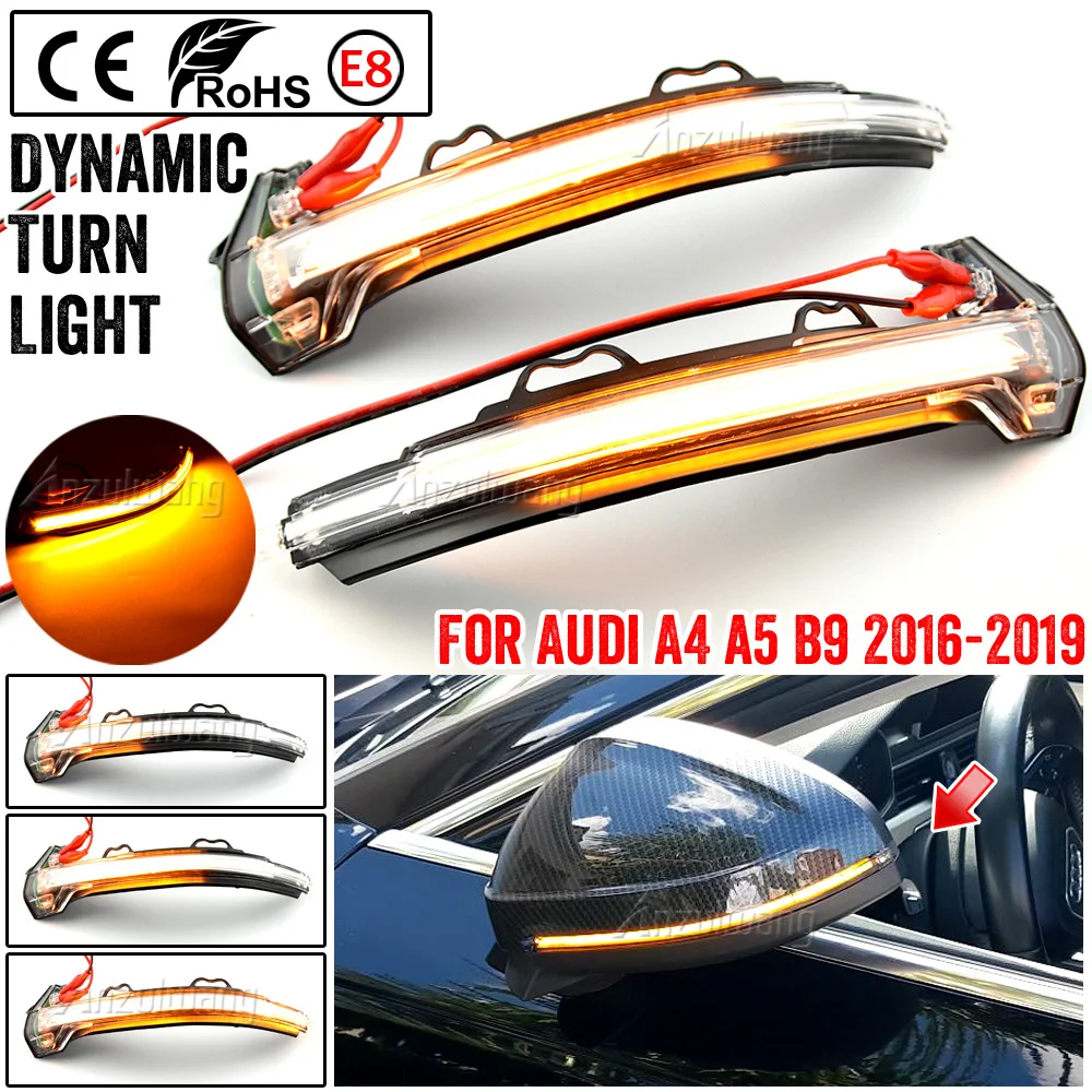 

For Audi A4 S4 RS4 B9 2016-2019 A5 S5 RS5 Dynamic Turn Signal LED Light Side Wing Rearview Mirror Indicator Sequential Blinker