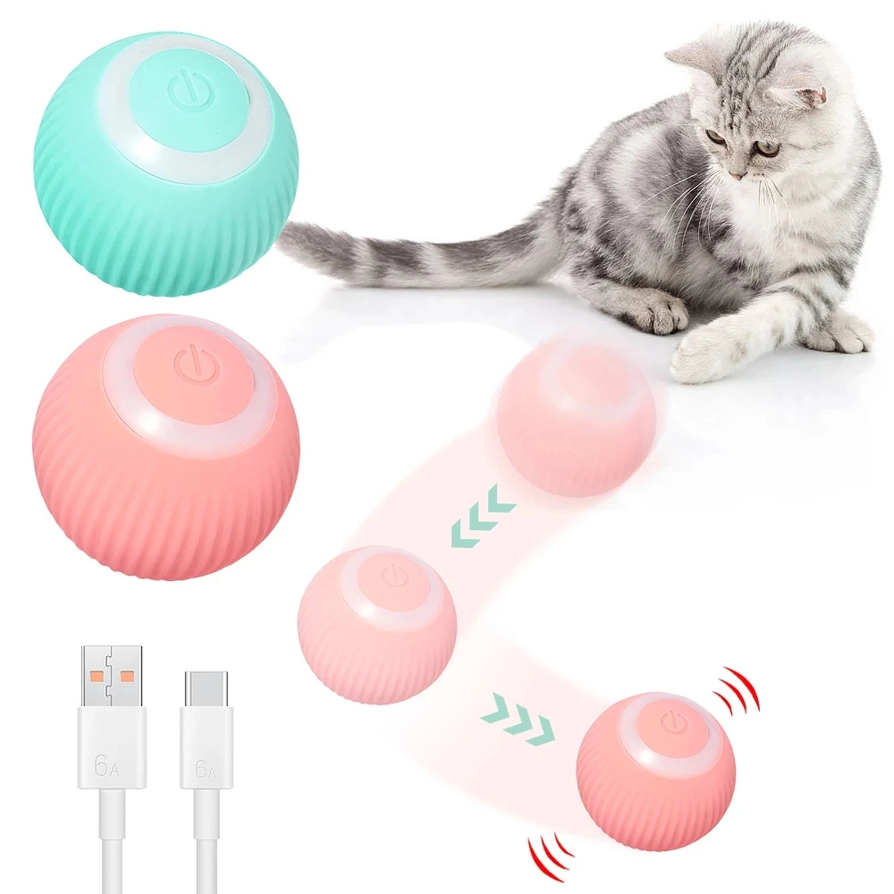

Electric Cat Cheerble Ball Toys Automatic Rolling Smart Cats Toy Interactive for Pets Training Self-moving Kitten Indoor Playing