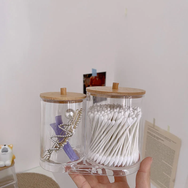 1pc Clear Plastic Cotton Swab Holder Dispenser for Bathroom and Vanity Organization-Keep Your Cotton Swabs Clean